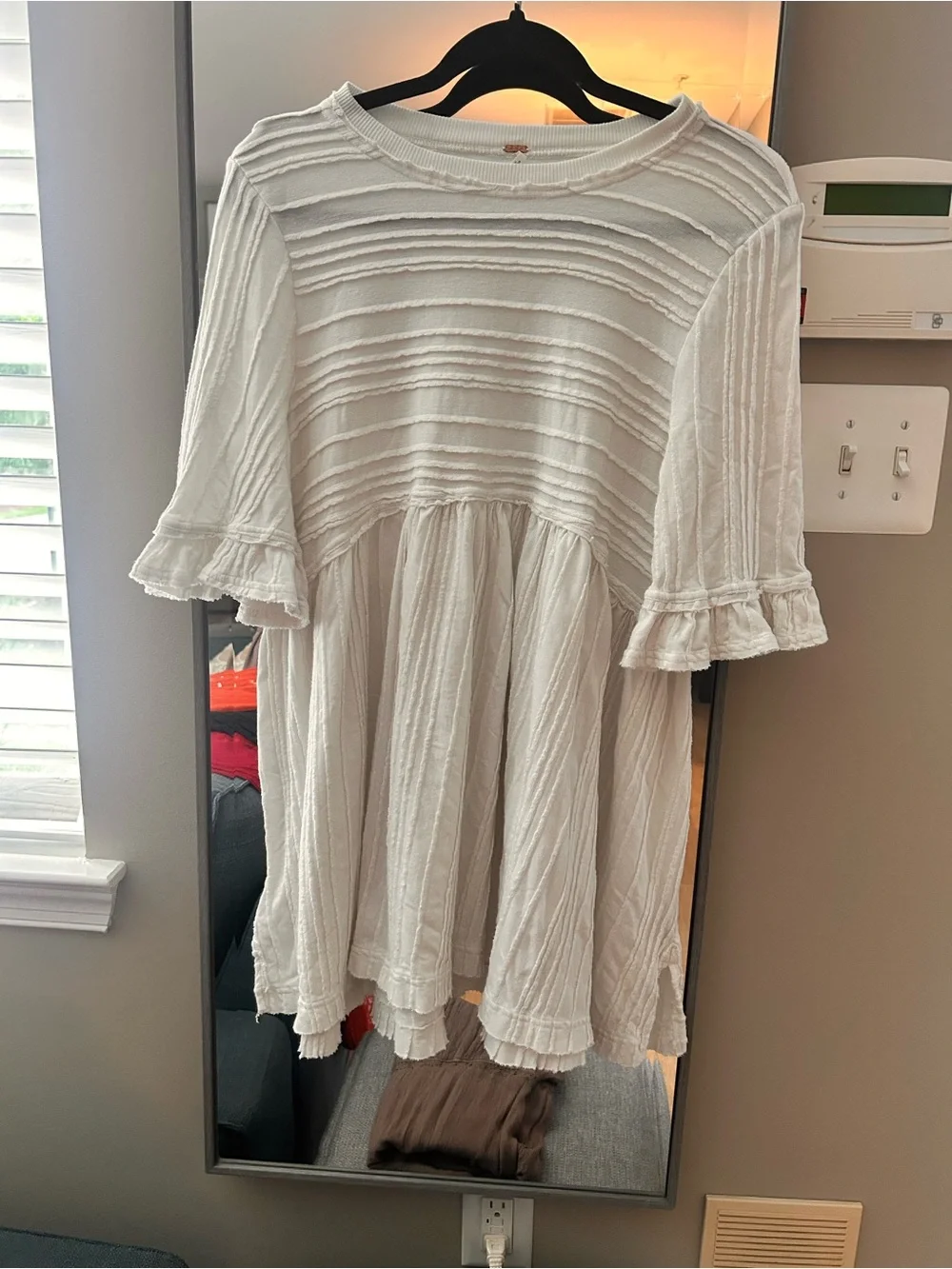 Free People Cream Ruffle Babydoll Mini Dress XS
